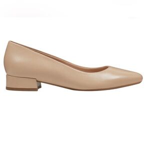 Easy Spirit Women's Leather Latte Pumps Shoes Block Heel Almond Toe Slip On 8